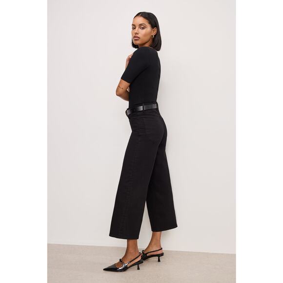 Good American Good Waist Crop Palazzo Denim Jeans Size 6 - Picture 4 of 7